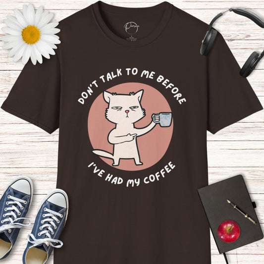 Don't Talk Before Coffee Cat T-Shirt