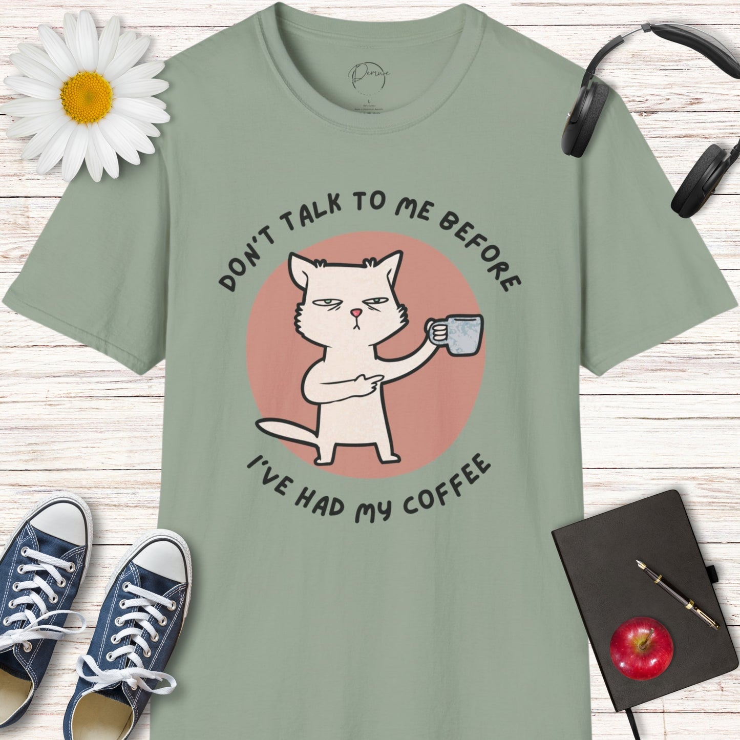 Don't Talk Before Coffee Cat T-Shirt