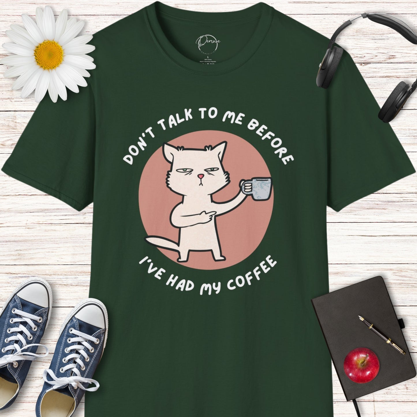 Don't Talk Before Coffee Cat T-Shirt